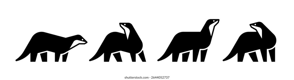 Set of Otter logo. Icon design. Template elements