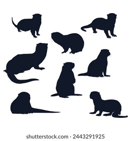 Set Of a Otter Vector silhouettes