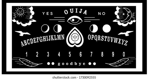 set of ouija board ilustration