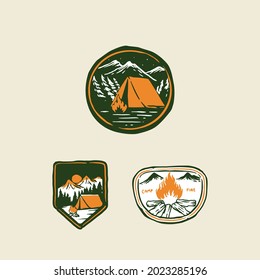 Juego de insignias de actividades al aire libre O emblema