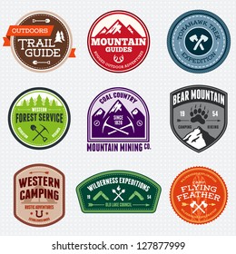 Set of outdoor adventure and expedition logo badges