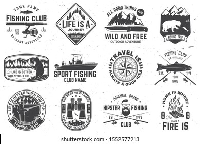 Set Outdoor Adventure Patches Inspirational Quotes Stock Vector 