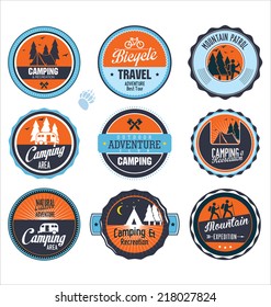 Set of outdoor adventure retro labels