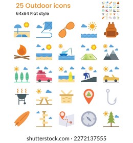 Set of Outdoor icons, flat style