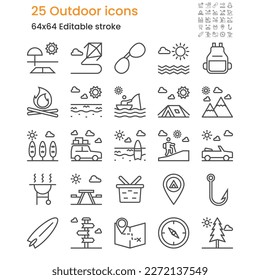 Set of Outdoor icons, outline style