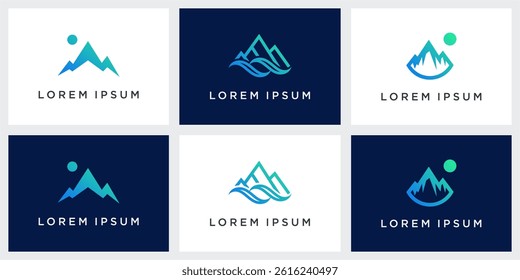 Set of Outdoor mountain logo design template