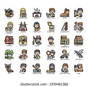 Set of Outdoor Recreation thin line and pixel perfect icons for any web and app project. 