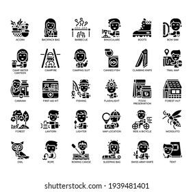 Set of Outdoor Recreation thin line and pixel perfect icons for any web and app project. 