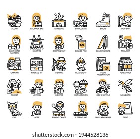 Set of Outdoor Recreation thin line and pixel perfect icons for any web and app project. 
