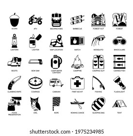 Set of outdoor recreation thin line and pixel perfect icons for any web and app project. 