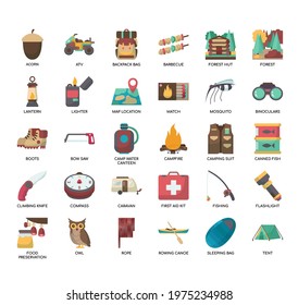 Set of outdoor recreation thin line and pixel perfect icons for any web and app project. 