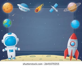 Set of outer space object cartoon