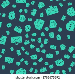 Set Outgoing mail, Envelope with star, Received message concept and Speech bubble chat on seamless pattern. Vector