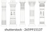Set of outline ancient Egyptian columns