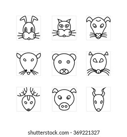 Set of the outline animals icons