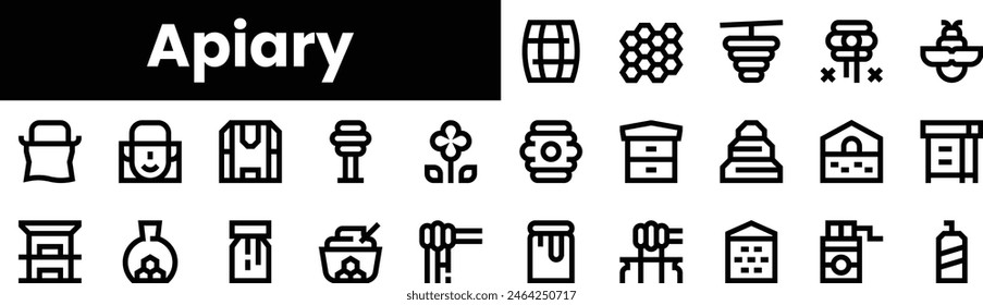 Set of outline apiary icons. Minimalist thin linear web icon set. vector illustration.