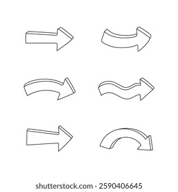 Set of outline arrow icon isolated vector illustration on white background.