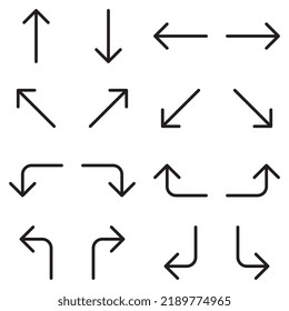 Set of outline arrow icons. Editable stroke.Vector graphics