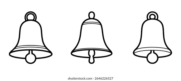 Conjunto de Ícones da Campainha do Contorno - Símbolos de Alerta de Celebração de Toque