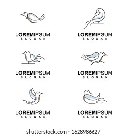 Set of outline bird logo 
