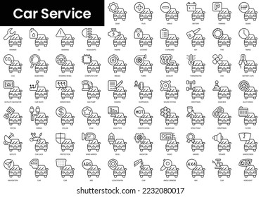 Set of outline car service icons. Minimalist thin linear web icon set. vector illustration.