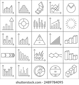 Set of outline chart icons. Minimalist thin linear web icon set. vector illustration. Vector illustration.