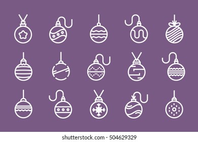 Set of outline Christmas balls. vector illustration