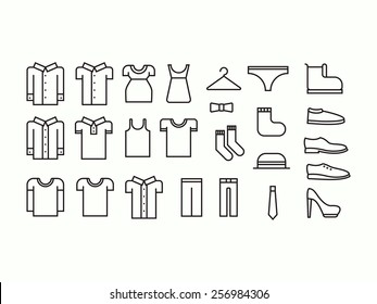 Set of outline clothes icons