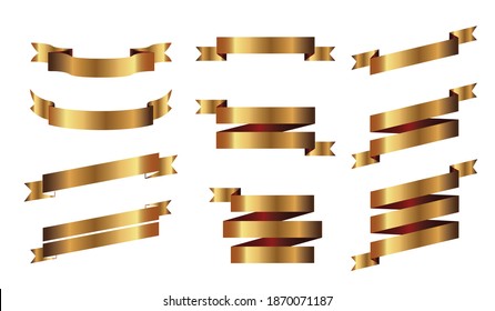 Set of outline color ribbons and Banners. Vector Illustration