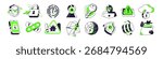 Set of outline cyber security icons. Defense of privacy and protection of digital personal data of users. Safety in the Internet. Passwords and locks. Flat isolated vector illustrations on white