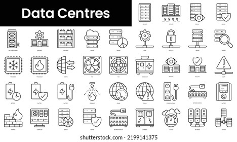 Set von Skizzen für Rechenzentren. Minimalistische dünne lineare Web-Icons Bundle. Vektorgrafik.