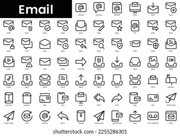 Set of outline email icons. Minimalist thin linear web icon set. vector illustration.