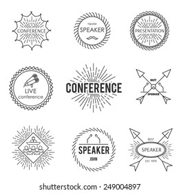 Set of outline emblem badge label conference public speaking design