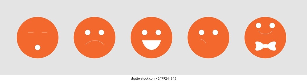 Set of outline emoticons, emoji. Emoji faces emoticon funny smile line black icons expression smiley facial people. Vector illustration