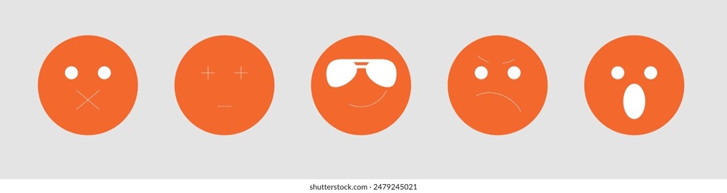 Set of outline emoticons, emoji. Emoji faces emoticon funny smile line black icons expression smiley facial people. Vector illustration