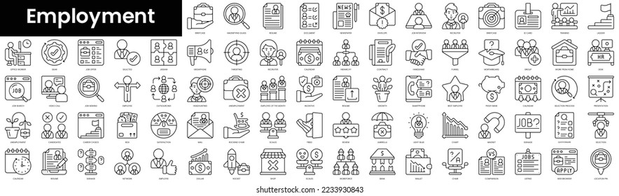 Set of outline employment icons. Minimalist thin linear web icon set. vector illustration.