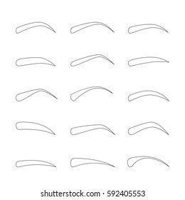 Set Of Outline Eyebrows In Different Shapes And Types, Pattern, Beauty, Facial, Fashion, Form