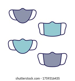 Set of outline facemasks - vector illustration