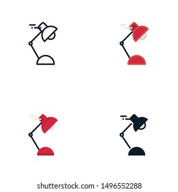 Set of outline, filled outline, flat, and glyph table lamp icon. Editable stroke icons suitable for web, infographics, interface and apps.