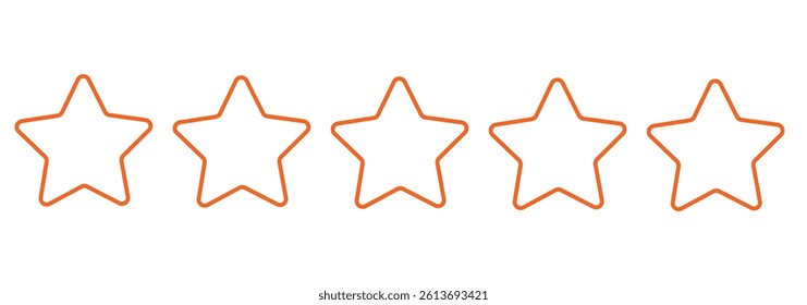 Set of outline five star icon collection. Yellow and black vector 