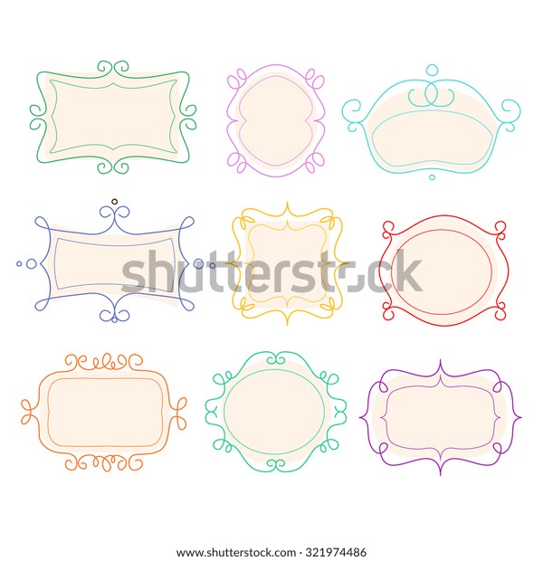 Set Outline Frames Emblems Badges Abstract Stock Vector (Royalty Free ...