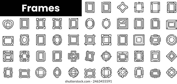 Conjunto de iconos de marcos de esquema. Conjunto de iconos de Web lineal fino minimalista. Ilustración vectorial.