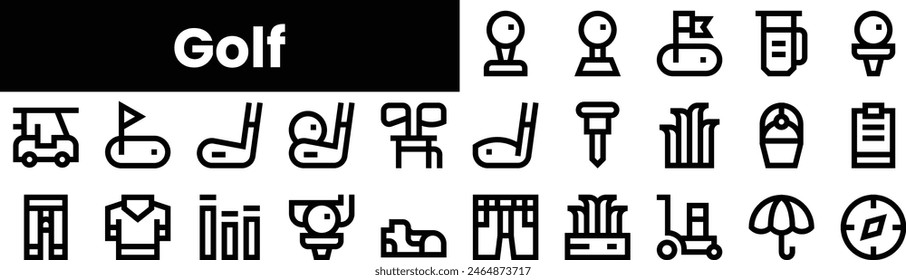 Set of outline golf icons. Minimalist thin linear web icon set. vector illustration.