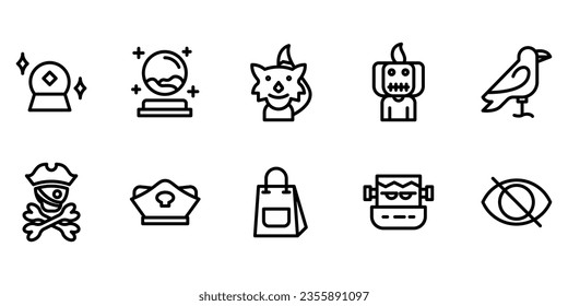 Set outline Halloween icon design on white background suitable for celebration, festival and party on halloween day. Vector illustration