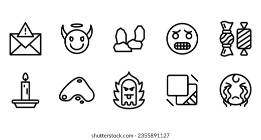 Set outline Halloween icon design on white background suitable for celebration, festival and party on halloween day. Vector illustration