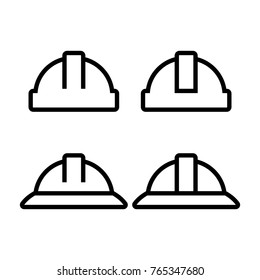 Set of outline hard hat vector icons