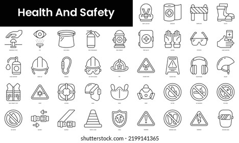 Set of outline health and safety icons. Minimalist thin linear web icons bundle. vector illustration.