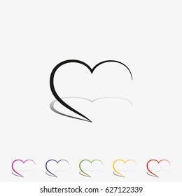 Set of outline hearts vector icon. Love symbol flat illustration.