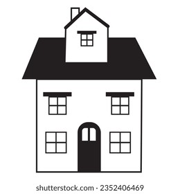 Set of outline home line icons isolated on a white background. House icons sign