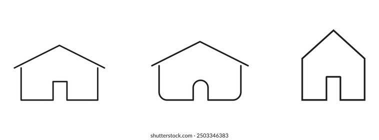 Set of outline home line icons isolated on a white background. House icons design eps 10